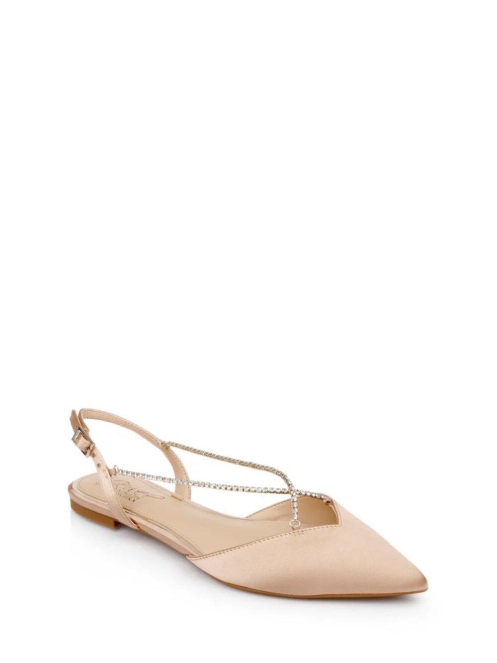 Badgley Mischka - Alanna Satin Ballet Flats - Rhinestones - Almond Nude - Size 7